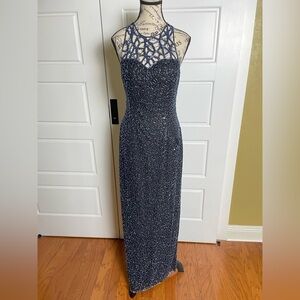 SCALA Vintage Silk Sequin Beaded Evening Gown